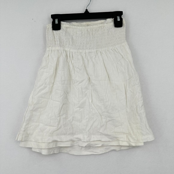Hollister Tops - Y2K Hollister Tube Top S Babydoll White Strapless Logo Beach Boho Indie Festival
